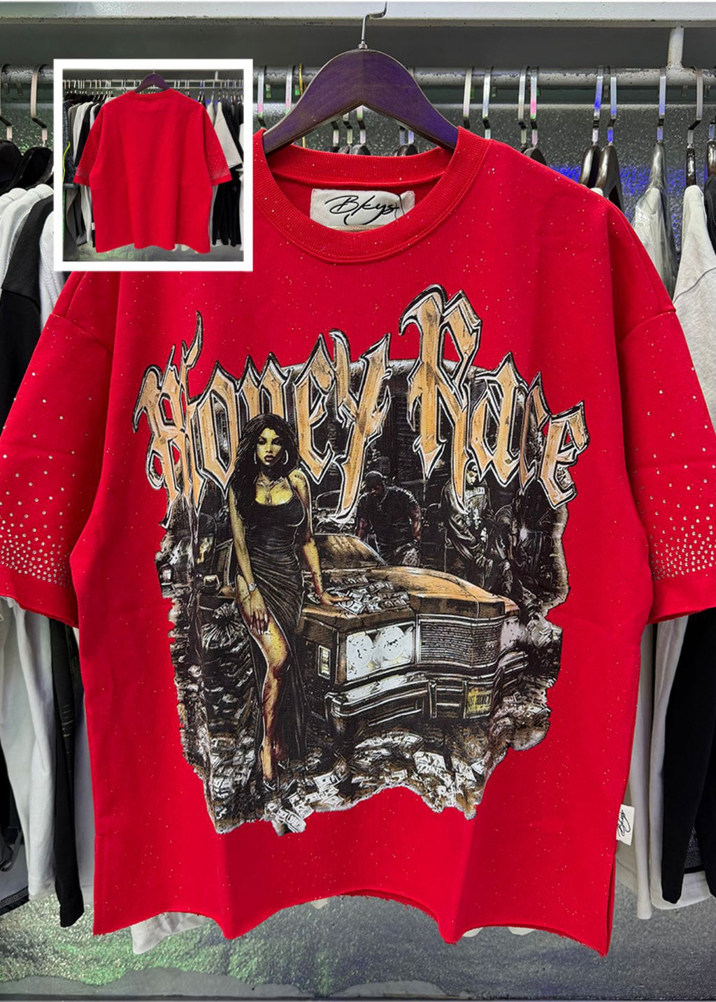 Vintage Roll The Dice Western Cropped T‑Shirt Rhinestone Highway Road Trip Raw Hem Oversized Streetwear Tee