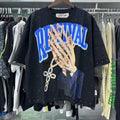 Vintage Roll The Dice Western Cropped T‑Shirt Rhinestone Highway Road Trip Raw Hem Oversized Streetwear Tee
