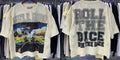 Vintage Roll The Dice Western Cropped T‑Shirt Rhinestone Highway Road Trip Raw Hem Oversized Streetwear Tee