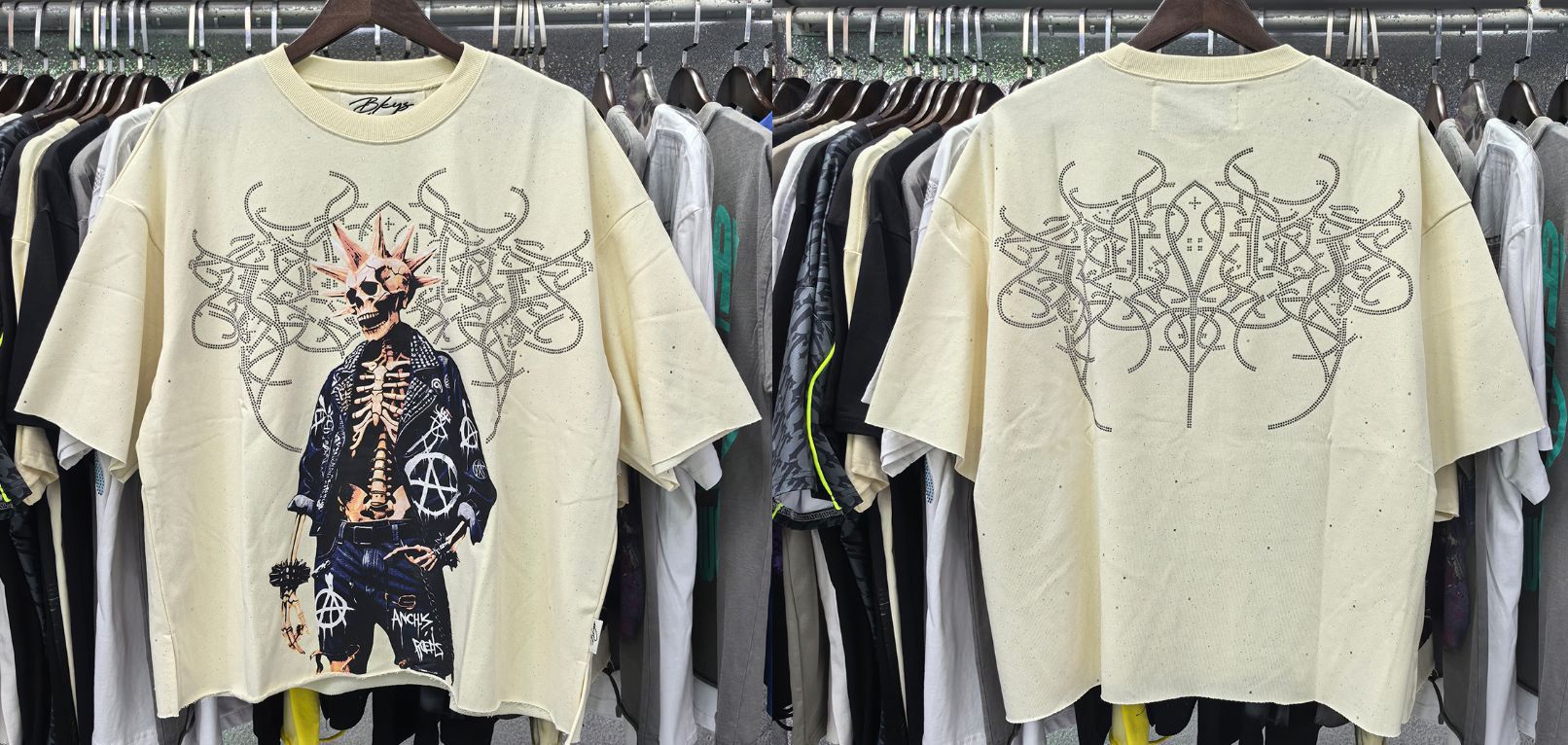 Vintage Roll The Dice Western Cropped T‑Shirt Rhinestone Highway Road Trip Raw Hem Oversized Streetwear Tee