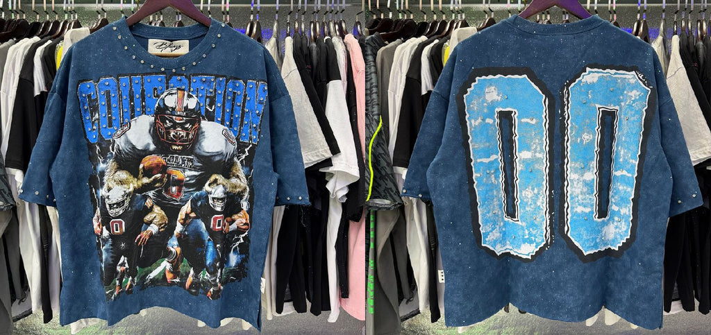 Vintage Roll The Dice Western Cropped T‑Shirt Rhinestone Highway Road Trip Raw Hem Oversized Streetwear Tee