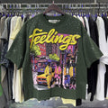 Vintage Roll The Dice Western Cropped T‑Shirt Rhinestone Highway Road Trip Raw Hem Oversized Streetwear Tee