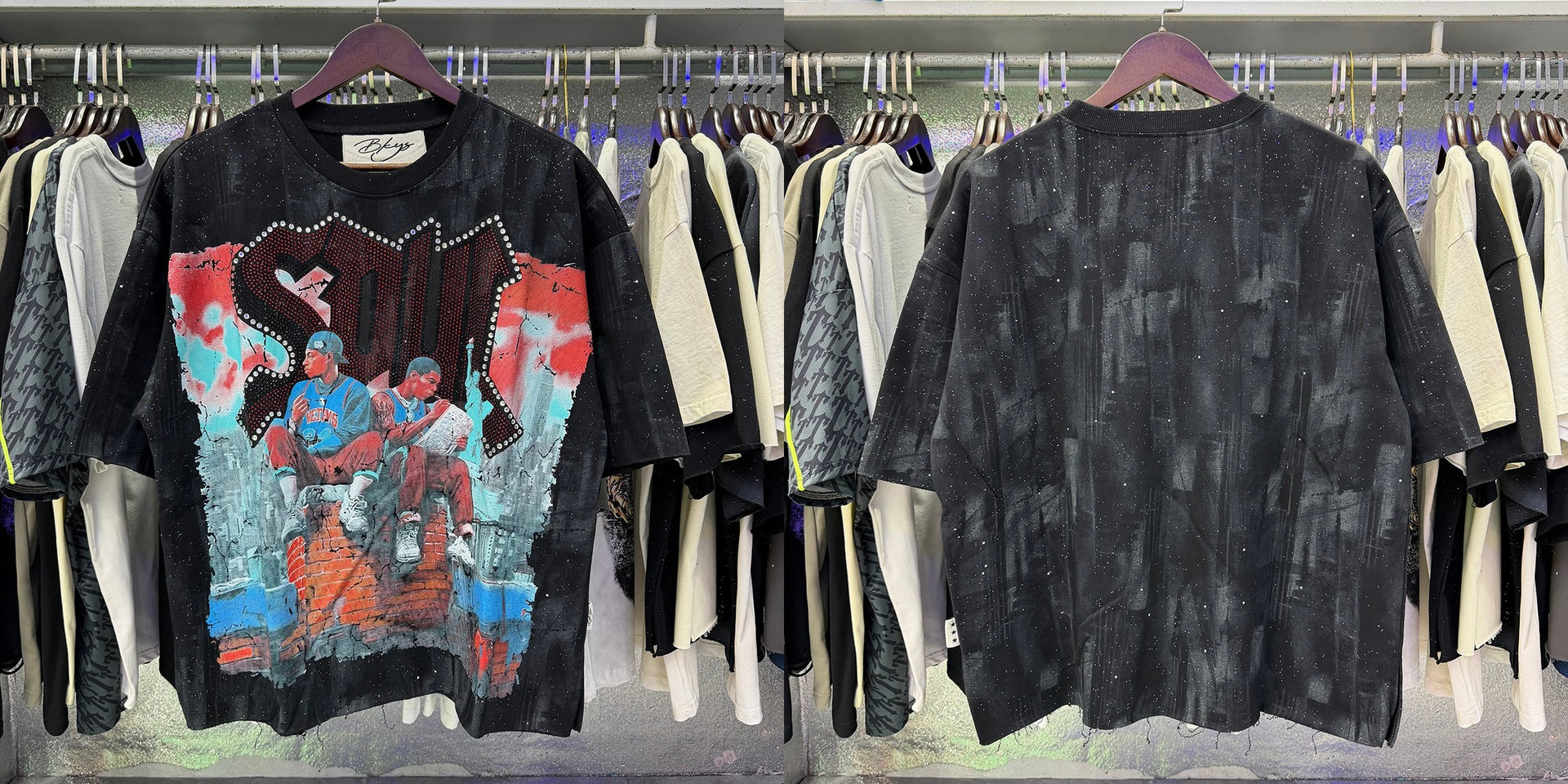 Vintage Roll The Dice Western Cropped T‑Shirt Rhinestone Highway Road Trip Raw Hem Oversized Streetwear Tee