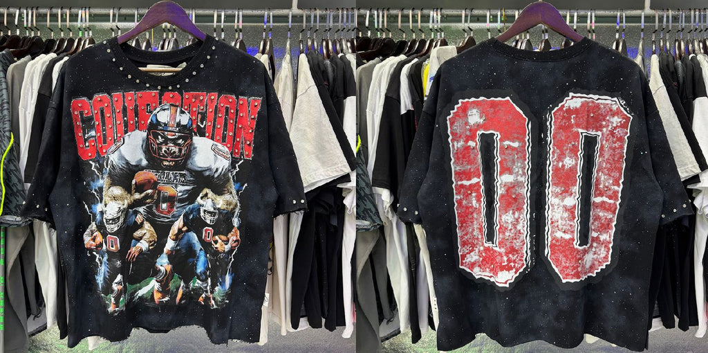 Vintage Roll The Dice Western Cropped T‑Shirt Rhinestone Highway Road Trip Raw Hem Oversized Streetwear Tee