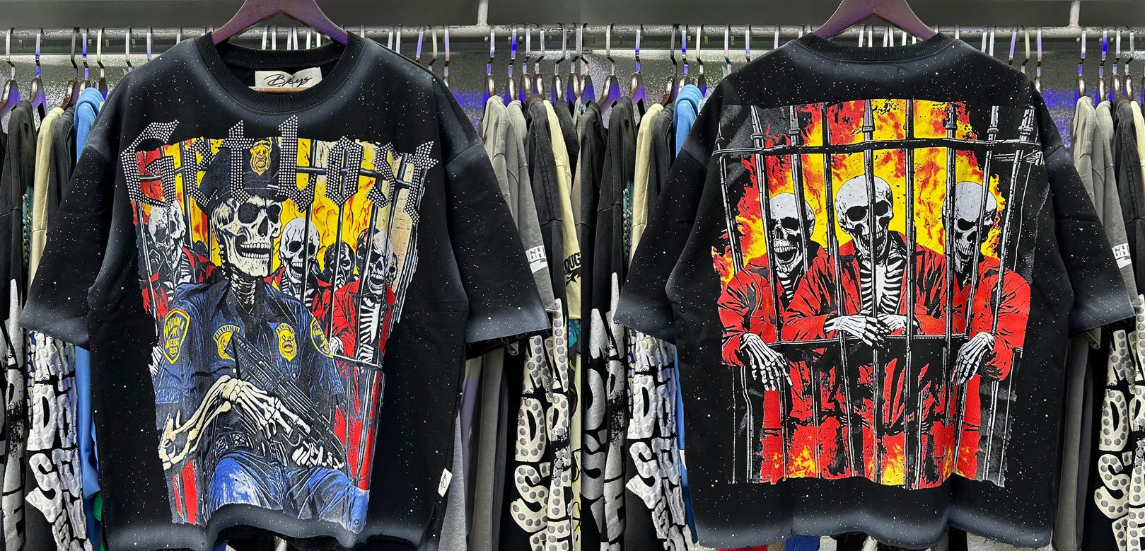 Vintage Roll The Dice Western Cropped T‑Shirt Rhinestone Highway Road Trip Raw Hem Oversized Streetwear Tee