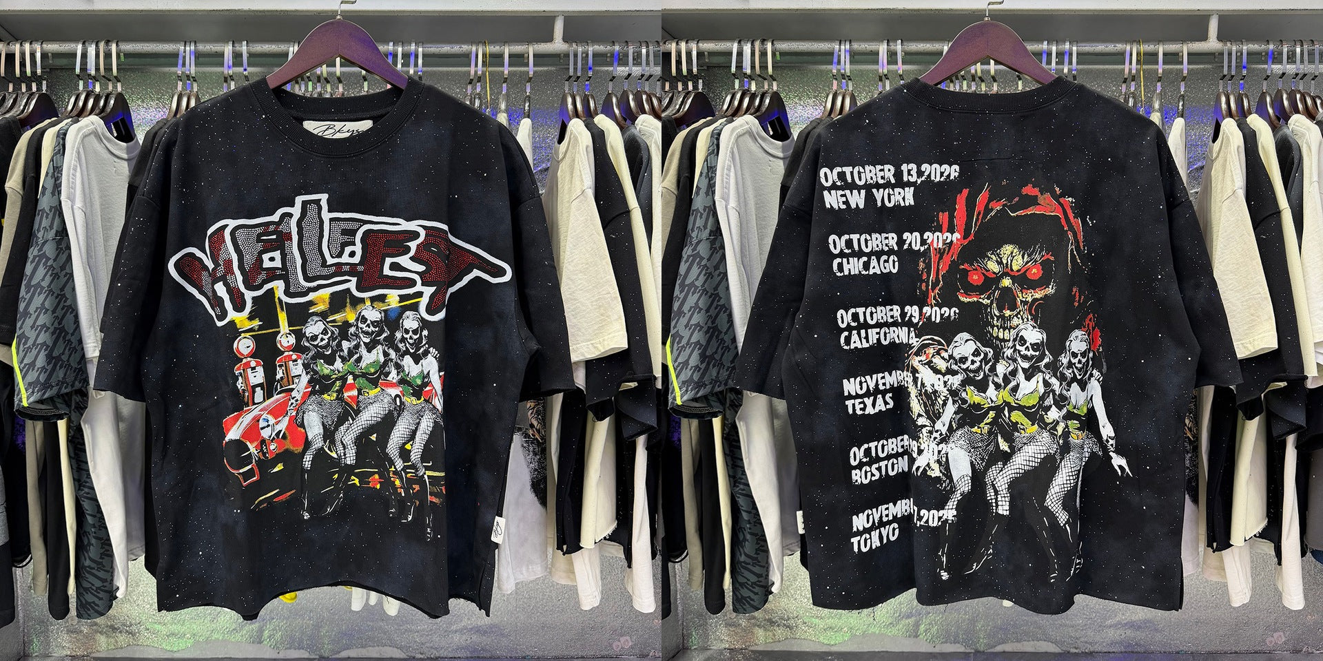 Vintage Roll The Dice Western Cropped T‑Shirt Rhinestone Highway Road Trip Raw Hem Oversized Streetwear Tee